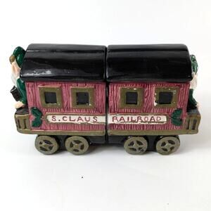 Omnibus Santa Clause Train Sugar Creamer Set Fitz & Floyd 1993 Christmas Vintage